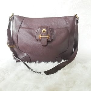 Burgundy Etienne Aigner Leather Bag